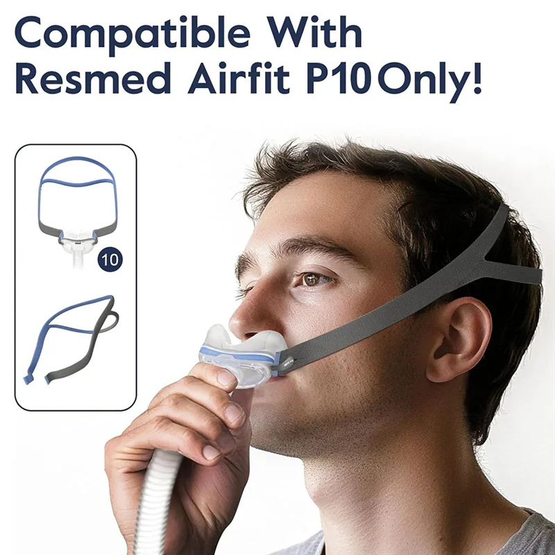 AEE3-2-Pack Air Fit P10 Headgear Strap,CPAP Headgear Replacements For Airfit P10 Nasal Pillow Mask,With 6 Adjustment Clips