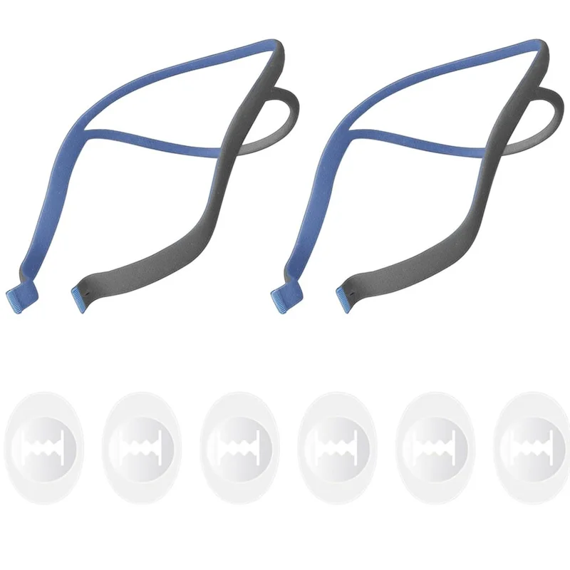 AEE3-2-Pack Air Fit P10 Headgear Strap,CPAP Headgear Replacements For Airfit P10 Nasal Pillow Mask,With 6 Adjustment Clips
