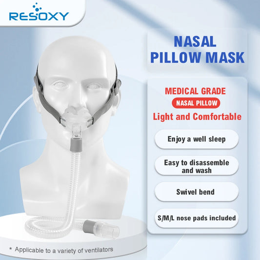 Resoxy Cpap Nasal Pillows Mask Universal PM1 Sleep Apnea Nasal Mask For Cpap&Bipap With S/M/L 3 Sizes Silicone Cushions
