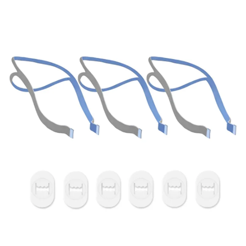 A27U Hot 3PCS Replacement Headgear for P10 Nasal Pillow CPAP Mask Straps with 6 Adjustment Clips
